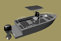 EXAMPLE DESIGN - 20 ft. aluminum center console sport fishing boat; modified and extended version of the rough service tested 18' model. CLICK TO GO BACK TO TOP OF PAGE
