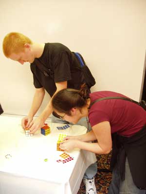 Jasmine Lee and Chris Hardwick - restickering cubes