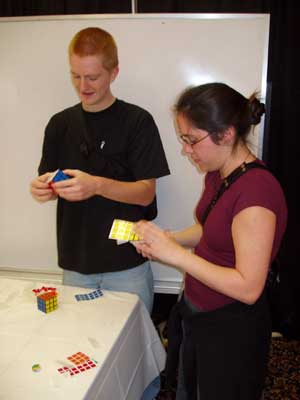 Jasmine Lee and Chris Hardwick - restickering cubes