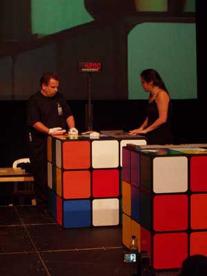 Jasmine competing in the Rubik's Clock event
