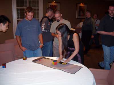 Jasmine Lee testing the stack mat timers