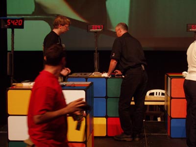 Jaap competing in the Rubik's Clock event