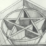 Name: Pentacle&nbsp;&nbsp;&nbsp;&nbsp; Media: No.2 Graphite Pencil&nbsp;&nbsp;&nbsp;&nbsp; Description: A pentacle I drew in class while bored. I just wanted to mess around with some one-point perspective.