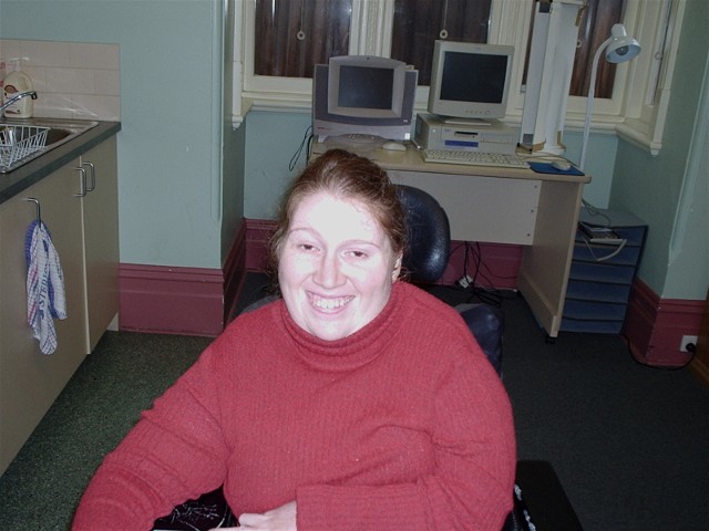 Tori at work in the computer room of Access 189
