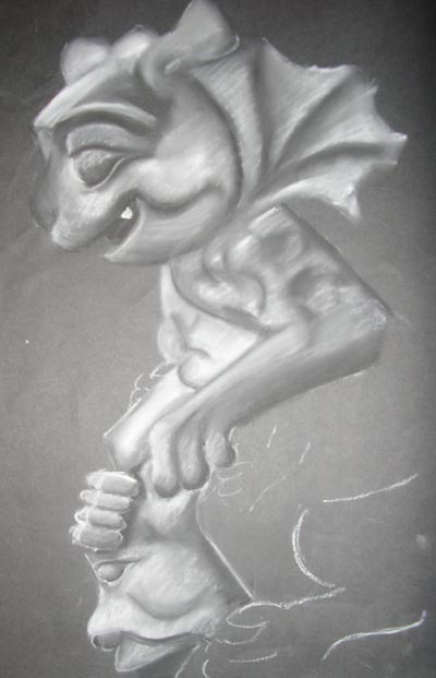 Stone Gargoyles. Pastels. A Harwood