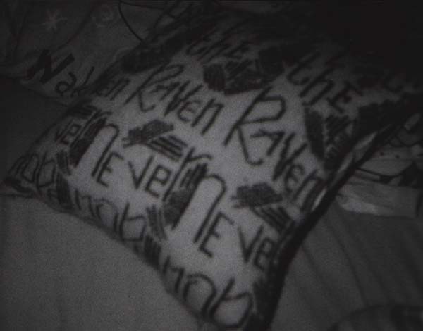 E A Poe poem knitted into cushion, before distortion. Cotton and Lambswool.
