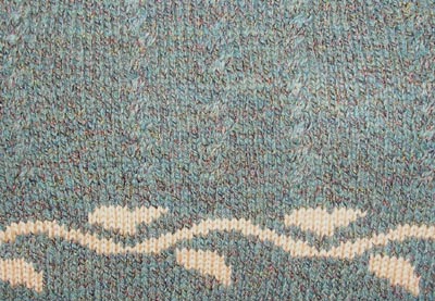 Intarsia and cable, machine knitted. Product Organisation