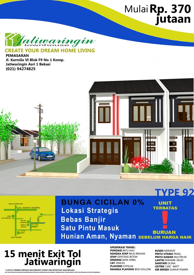 Jatiwaringin Townhouse Create Your Dream Home Living