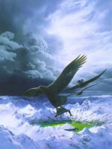 Las �guilas vuelan con Beren y L�thien Tinuviel sobre Gondolin, la ciudad escondida