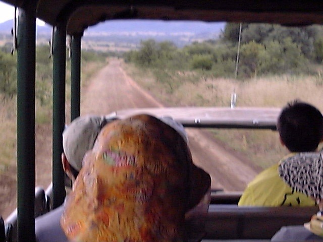 sitting on the ranger vehicle