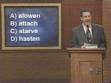 Which is a synonym for fasten?