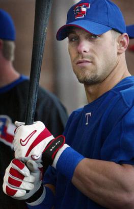 displaying his new Rangers Uni