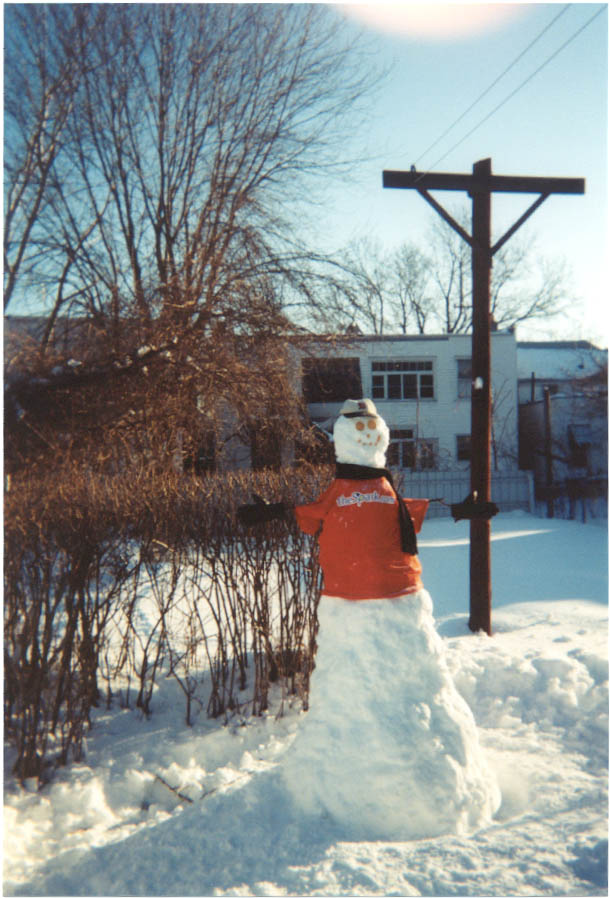 The snowman i built during the blizzard in Feb 2001