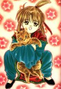Kawaii! Chiriko holding a kitty cat!