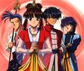 Chichiri, Miaka, Tamahome and Nuriko in an awesome pic