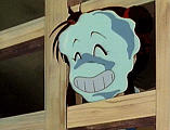 [Miaka with gum on her face]