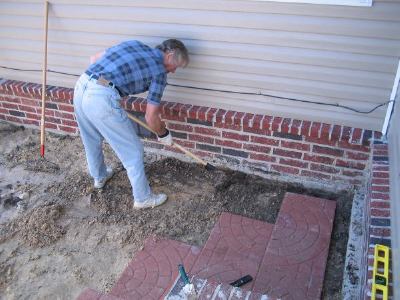 Dad gets started on the patio