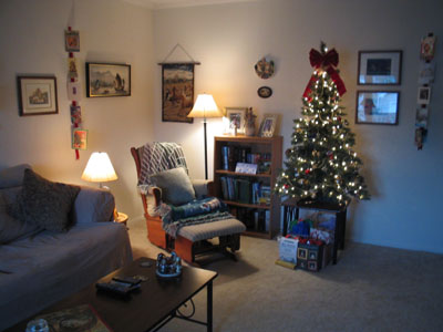 The living room at Christmas