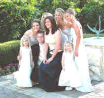Clay surrounded by girls in the wedding party. His last hour as a bachelor.His two sisters, Becky and Melinda, two nieces, Hannah and Alyssa, sister-in-law to be, Nicole 'Nikki' Weidler and two of Erica's co-workers.