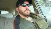 Melinda's brother Scott,a civilian contractor in the Middle East,on patrol, searching for 'explosive devices' with his MWD (Military Working Dog.