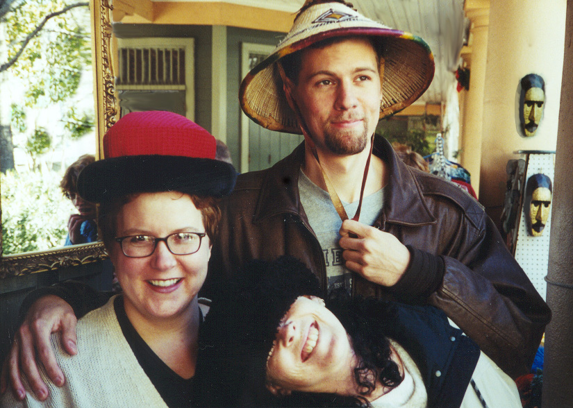 Trying on different hats at the French Market...
