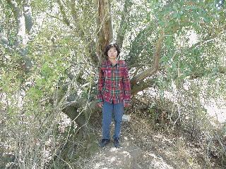 Aciu in front of the cache.