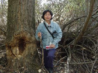 Aciu in front of the cache.