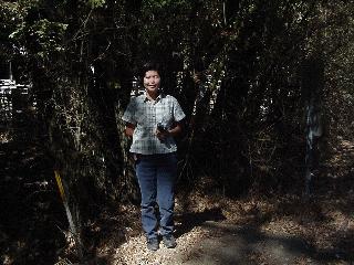 Aciu in front of the cache.