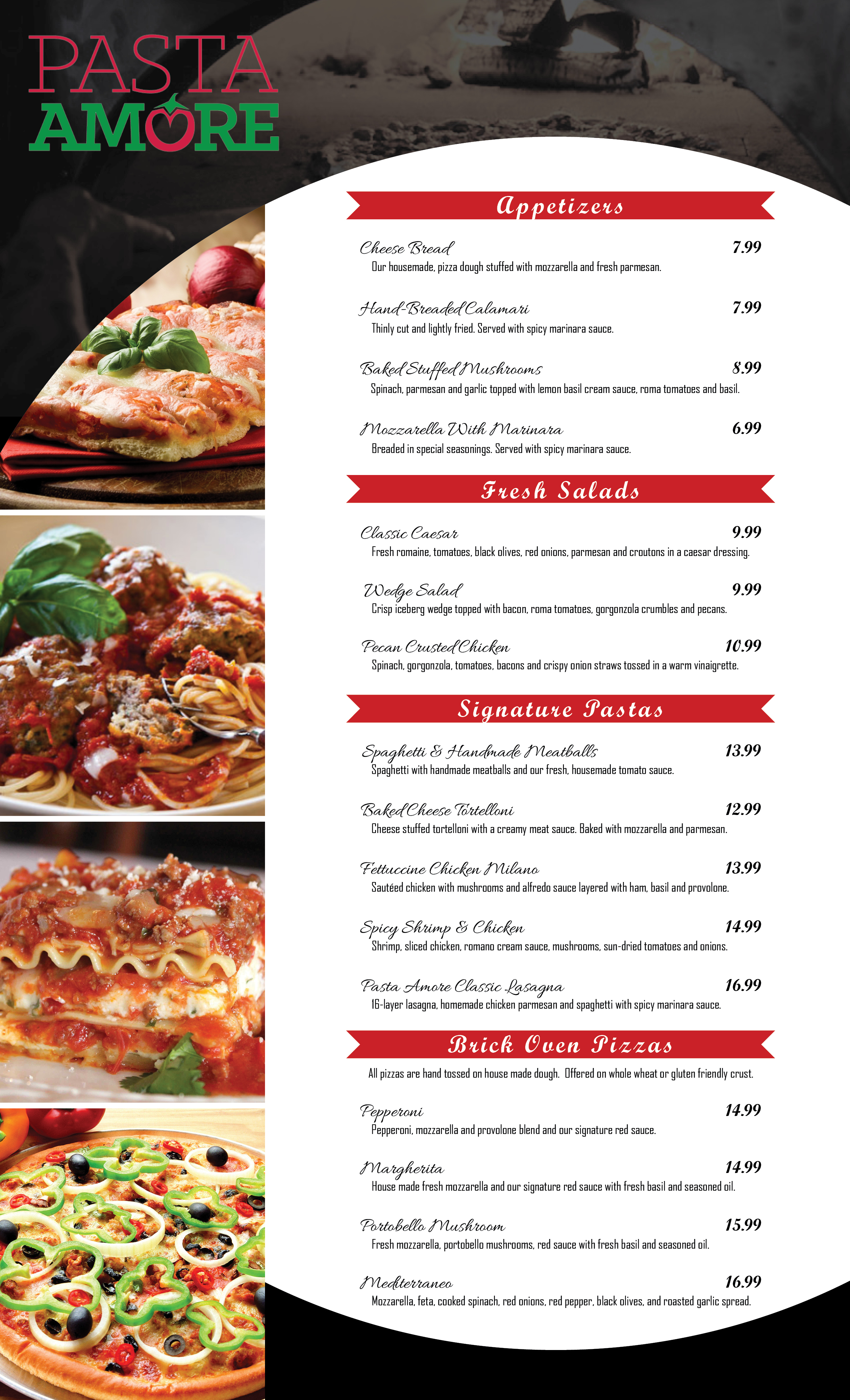 Pasta Amore Menu