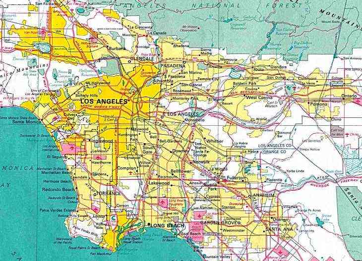 Cartes, images satellites de Los Angeles