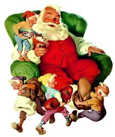 Elves and Santa Drinking Coke