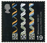 In this Millenium UK stamp the DNA molecule is honored, when was its double-helix structure determined?