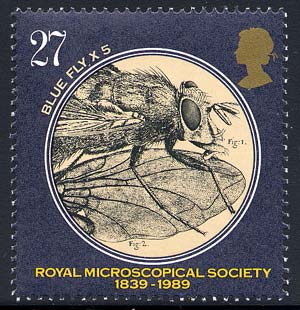 UKs 150th anniversary Royal Microscopical Society 1989 stamp from a set of four