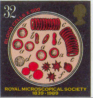 UK�s 150th anniversary Royal Microscopical Society 1989 stamp from a set of four