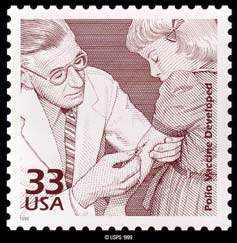Honors Dr. Salk for the polio vaccine, USA stamp