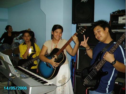 The Praise and Worship team having a good time right after the service.