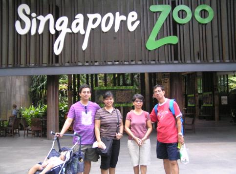At the Singapore Zoo entrance.