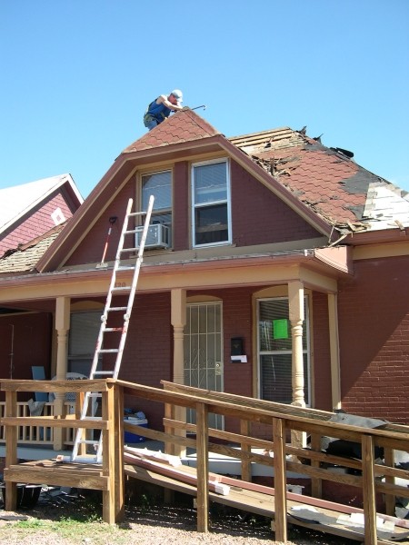 Jason on Ruth & Eric's roof