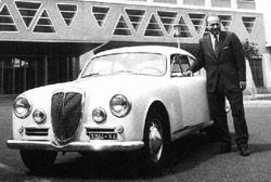 Click Me! FANGIO NEXT TO HIS NEW AURELIA 6TH SERIES