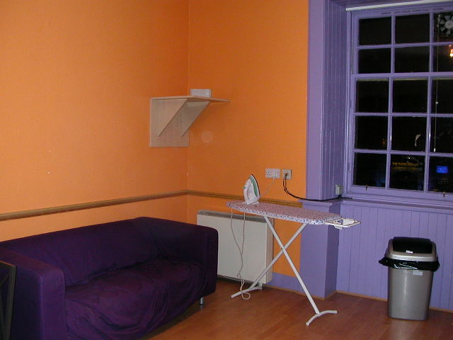 [The lounge at the Cowgate Hostel]