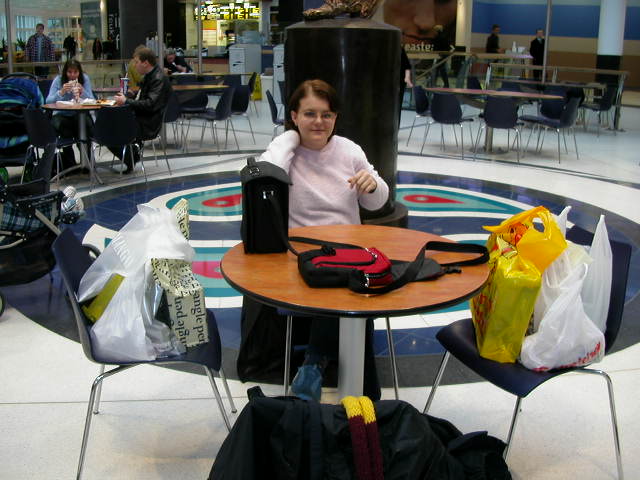 [Trixi surrounded by our shopping bags]