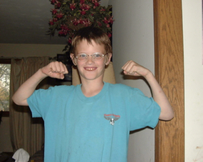 Ian, showing off his muscles
