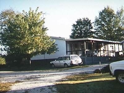 looking at the back of their mobile home