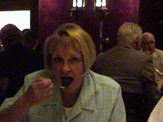 Sylvia actually liking the food... just teasin' Sylvia