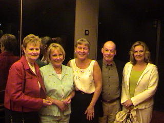The dinner gang - Dee, Sylvia, Holly, Tom, and Jean