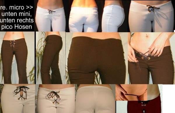 H�ft Hosen und Tangas von Chrissi: Mirco H�ft Hosen, Mini und Pico H�ft Hosen, vorne zum Schn�ren, ultra niedrige G-Strings und Micro Tangas von Chrissi und Wicked Weasel