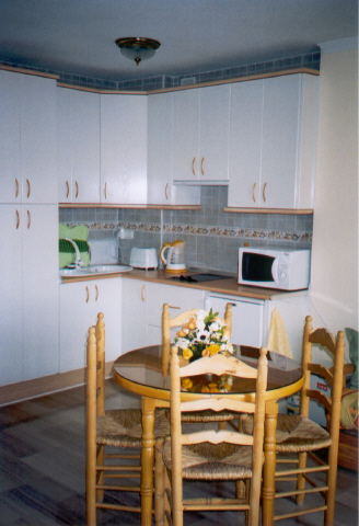 Fully equiped with dual hob, grill microwave, fridge, washing machine, kettle and toaster.