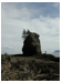 Rock sticking out of the landscape covered with seaweed