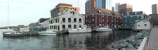 A panoramic view of the Halifax harbourfront, including the restaurant Salty's where we ate dinner