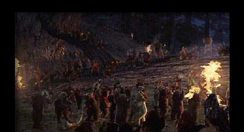 [ Ewoks and friends by the fire ]